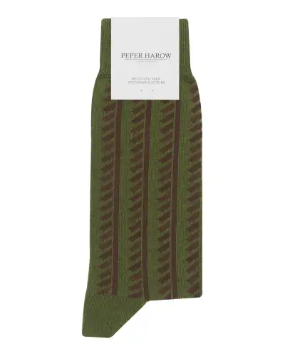 Men PEPER HAROW Vector Stripe Mens Socks - Olive £14.00