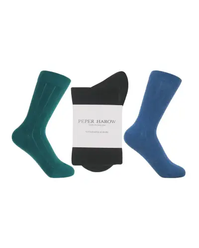 Women PEPER HAROW Cashmere Wool Boot Womens Socks Bundle - Teal Blue Charcoal £54.00