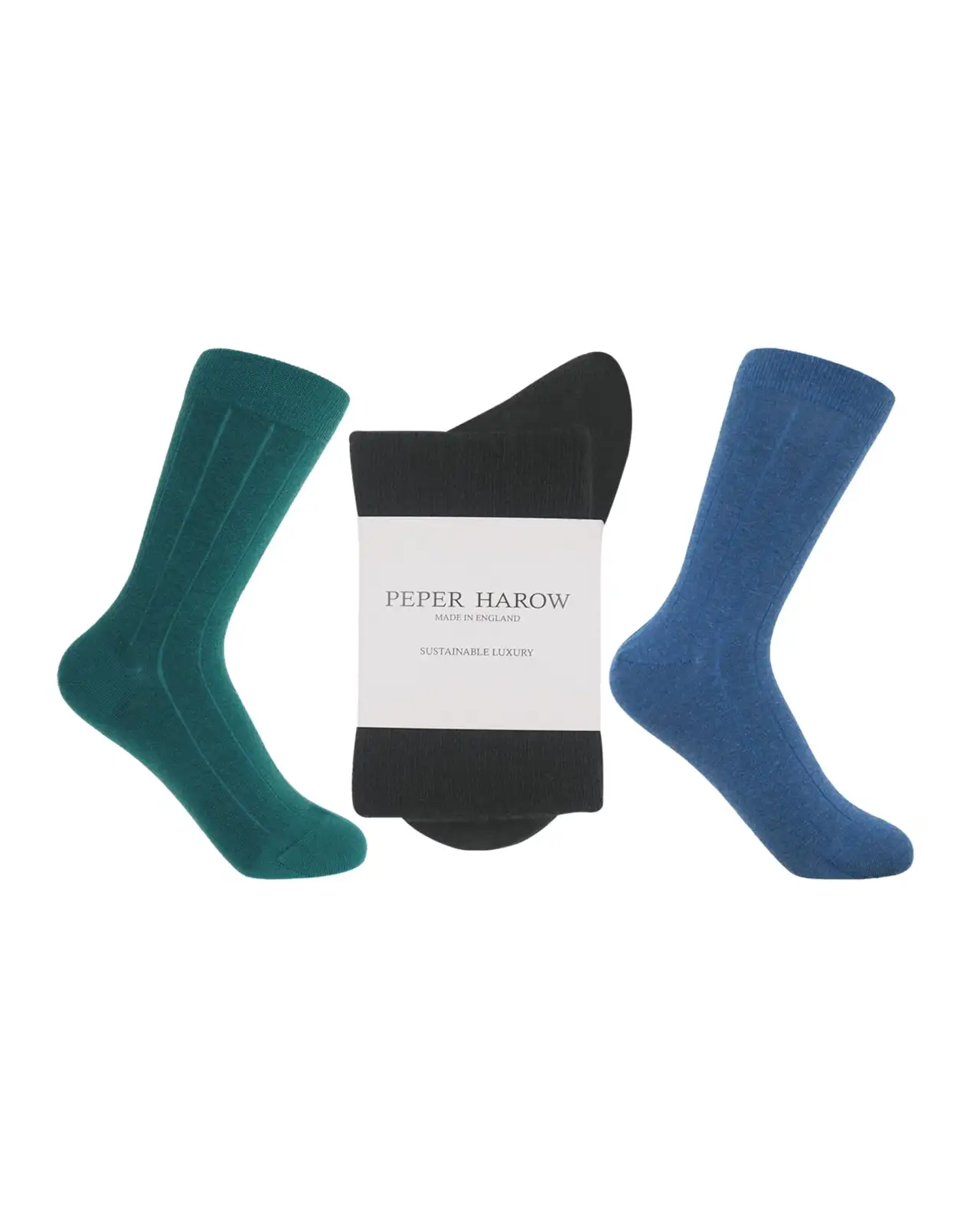 Women PEPER HAROW Cashmere Wool Boot Womens Socks Bundle - Teal Blue Charcoal £54.00