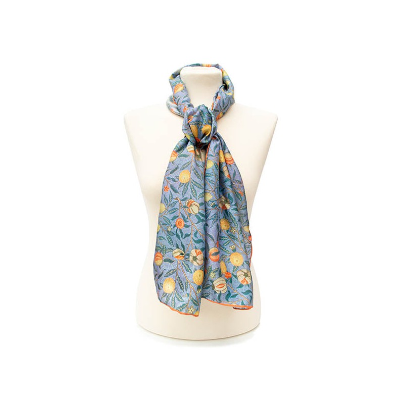 Scarves Fox and Chave Morris Blue Fruit Silk Habotai Scarf £42.00