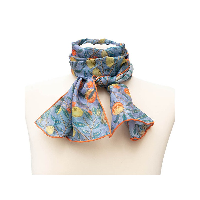 Scarves Fox and Chave Morris Blue Fruit Silk Habotai Scarf £42.00