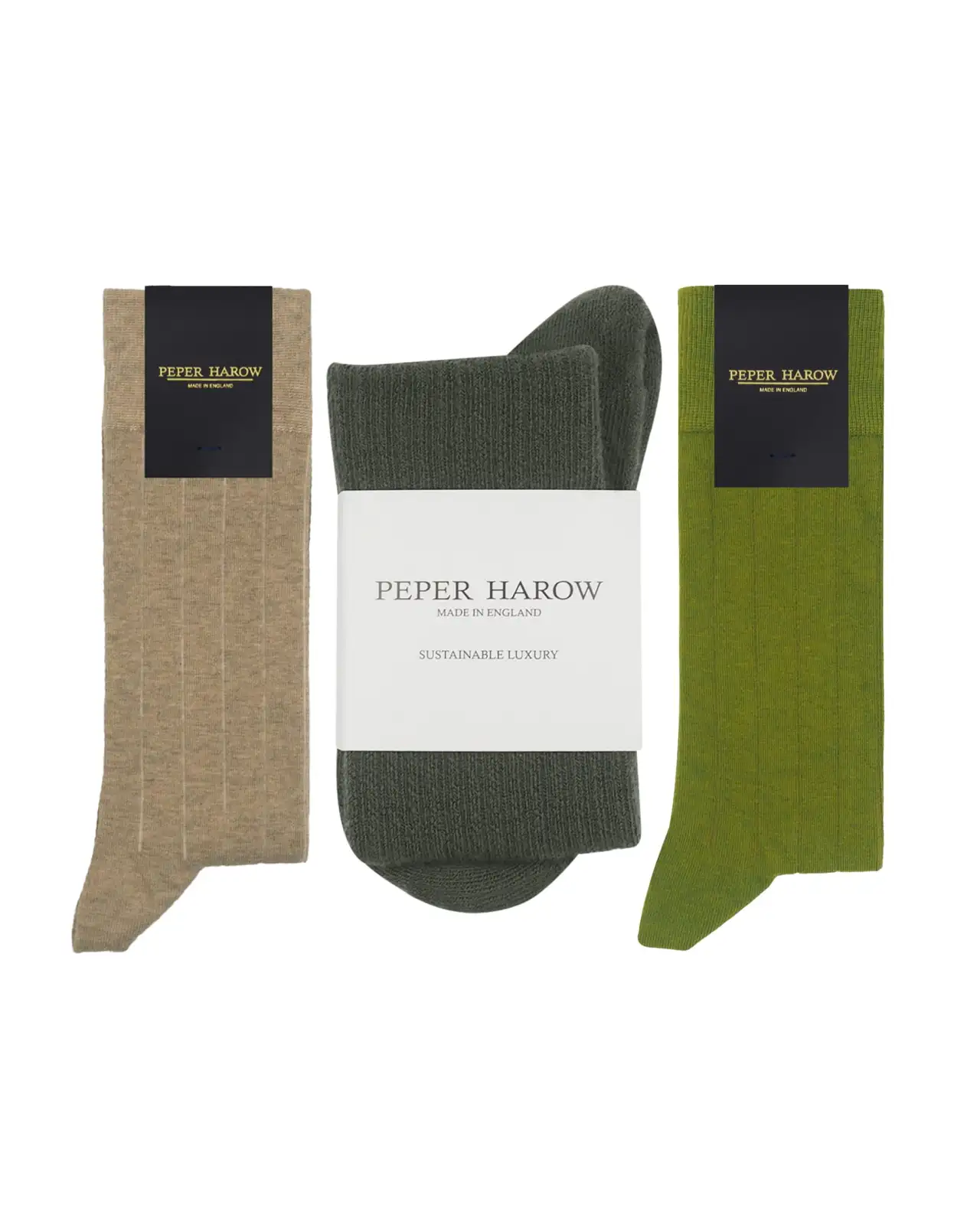 Men PEPER HAROW Cashmere Wool Boot MenS Socks Bundle - Beige Green Olive £61.00
