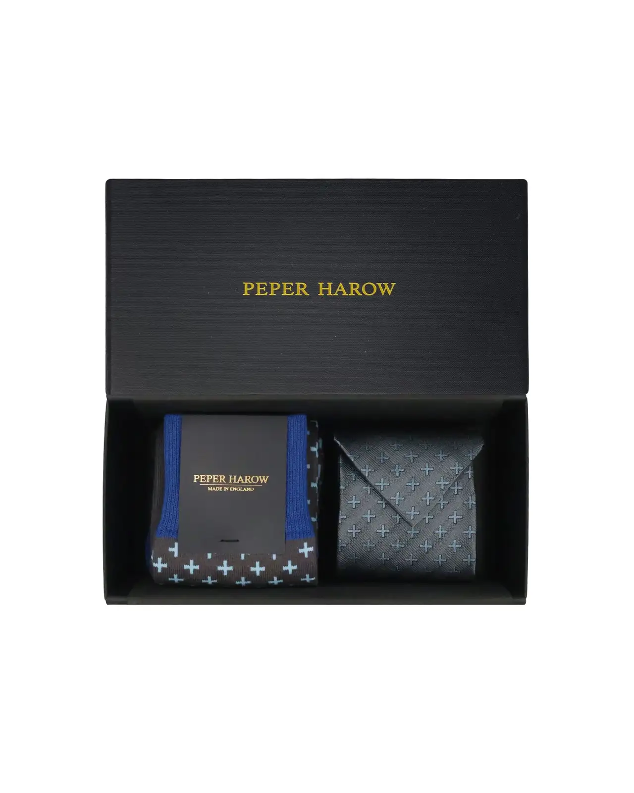 Gents PEPER HAROW Grey Crosslet Tie Socks Mens Gift Box £77.00