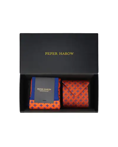 Gents PEPER HAROW Orange Crosslet Tie Socks Mens Gift Box £77.00