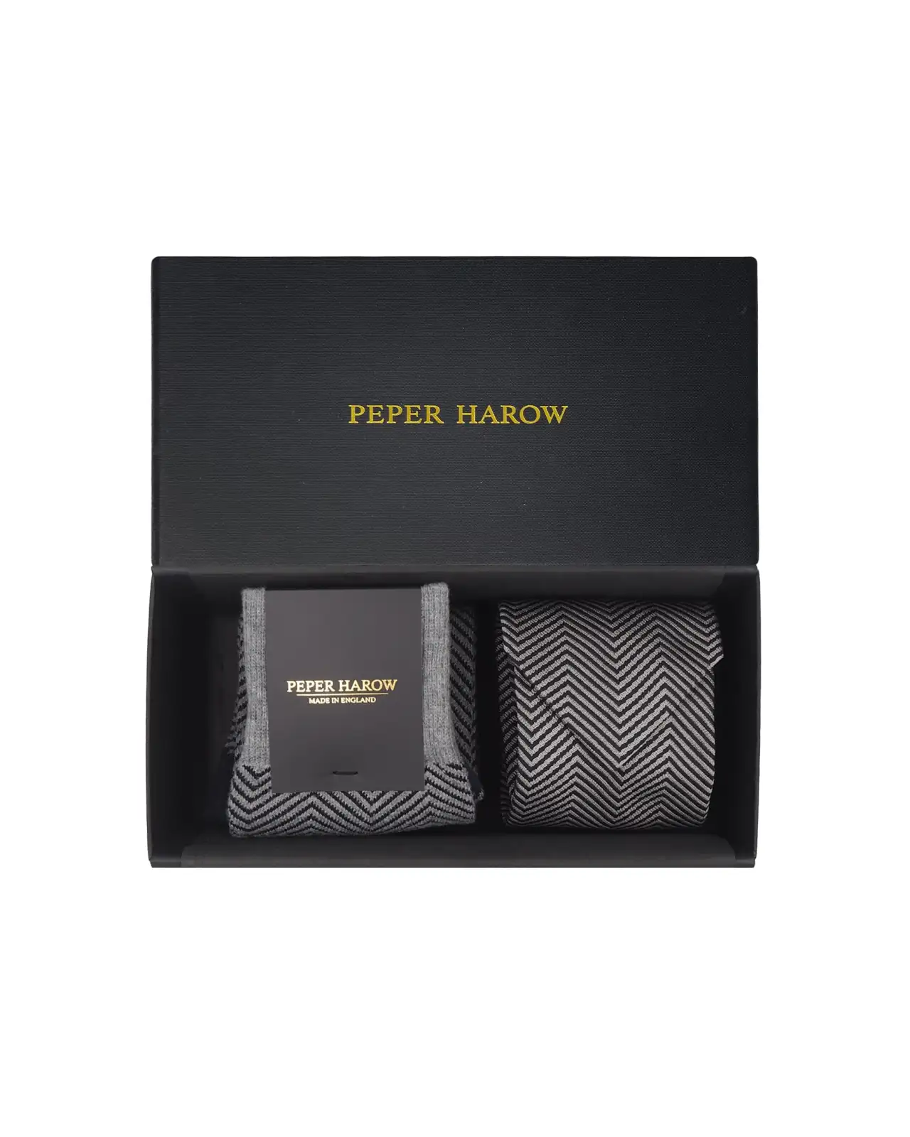 Gents PEPER HAROW Grey Lux Taylor Tie Socks Mens Gift Box £77.00