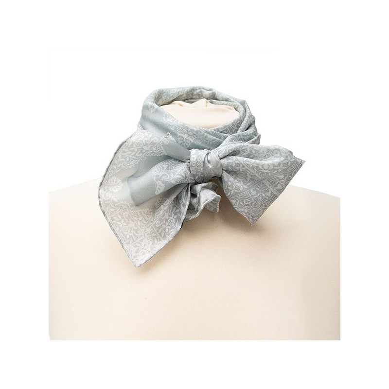 Scarves Fox and Chave Victorian Lace Silk Habotai Scarf Grey £42.00