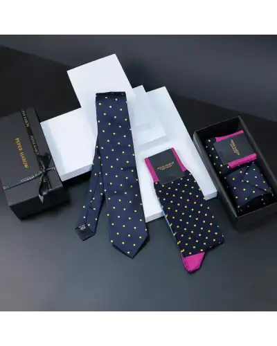 Gents PEPER HAROW Midnight Pin Polka Tie Socks Mens Gift Box £77.00