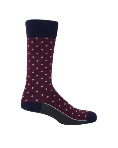 Gents PEPER HAROW Burgundy Pin Polka Tie Socks Mens Gift Box £77.00