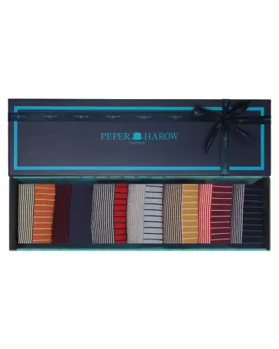 Gents PEPER HAROW Mens Trainer Socks Gift Box - Oxford Stripe £76.00
