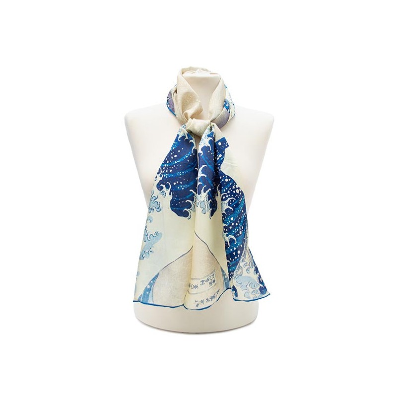 Scarves Fox and Chave Hokusai Wave Silk Habotai Scarf £42.00