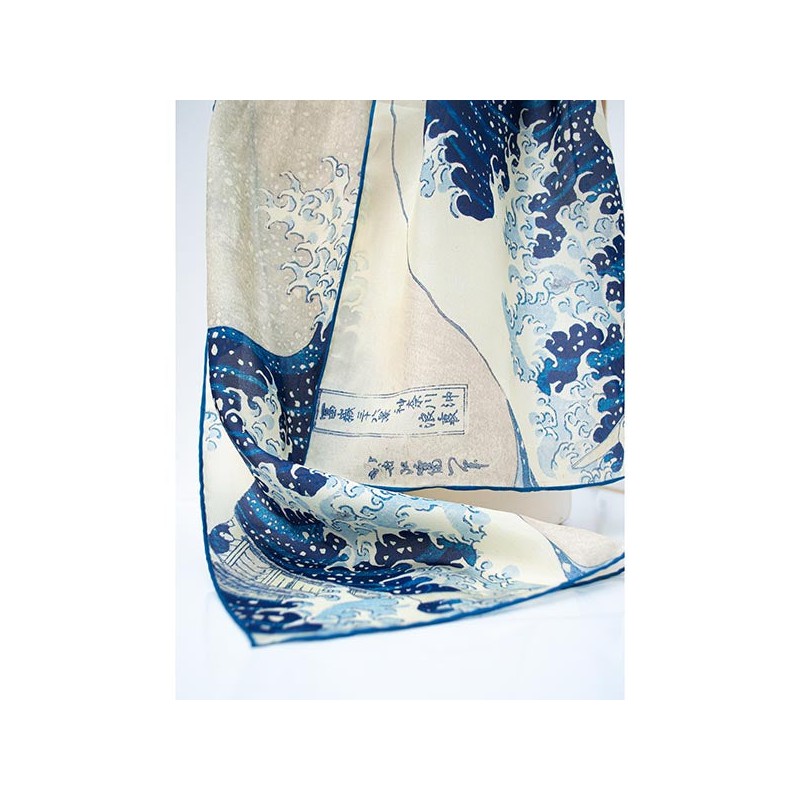 Scarves Fox and Chave Hokusai Wave Silk Habotai Scarf £42.00