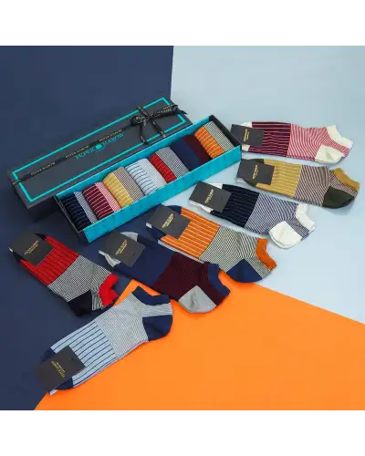 Gents PEPER HAROW Mens Trainer Socks Gift Box - Oxford Stripe £76.00