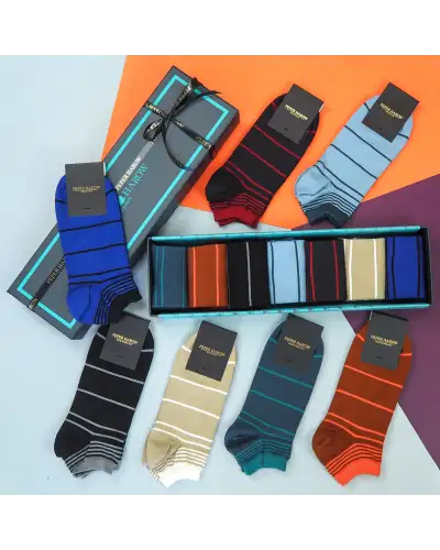 Gents PEPER HAROW Mens Trainer Socks Gift Box - Retro Stripe £76.00