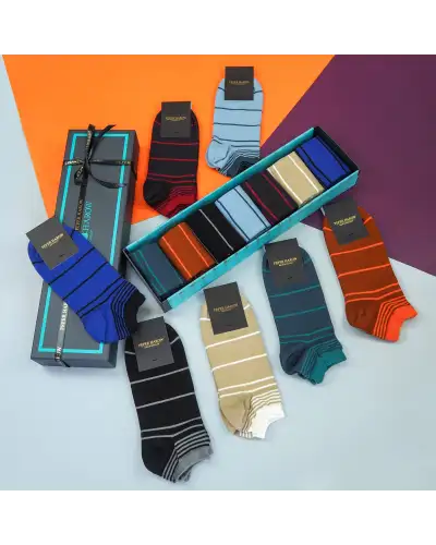 Gents PEPER HAROW Mens Trainer Socks Gift Box - Retro Stripe £76.00