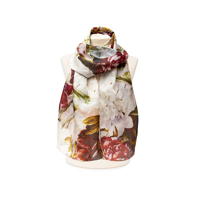 Scarves Fox and Chave Redoute Peony Silk Habotai Scarf £50.00