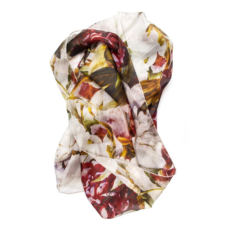 Scarves Fox and Chave Redoute Peony Silk Habotai Scarf £50.00