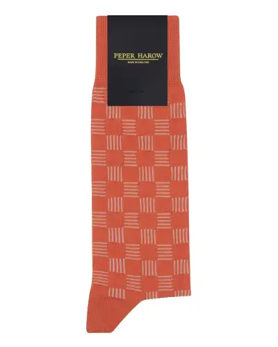 Men PEPER HAROW Battenberg Mens Socks - Salmon £16.00