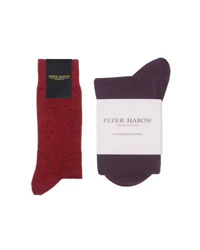 Men PEPER HAROW Cashmere Wool Boot MenS Socks Bundle - Red Purple £41.00