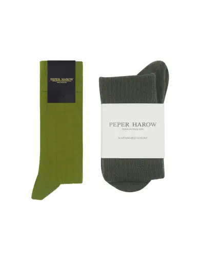 Men PEPER HAROW Cashmere Wool Boot MenS Socks Bundle - Green Olive £41.00