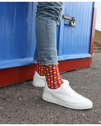 Men PEPER HAROW Grooms Set - Diamonds Red Socks Honey Cufflink £41.00