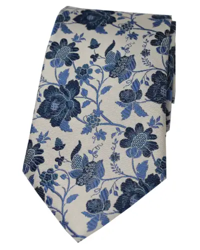 Silk Ties Soprano Ties Soprano Silver Floral Luxury Silk Tie £24.00
