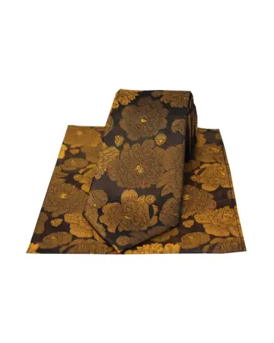 Silk Hankies Soprano Ties Soprano Brown And Bronze Large Flowers Silk Tie And Pocket Square £24.00