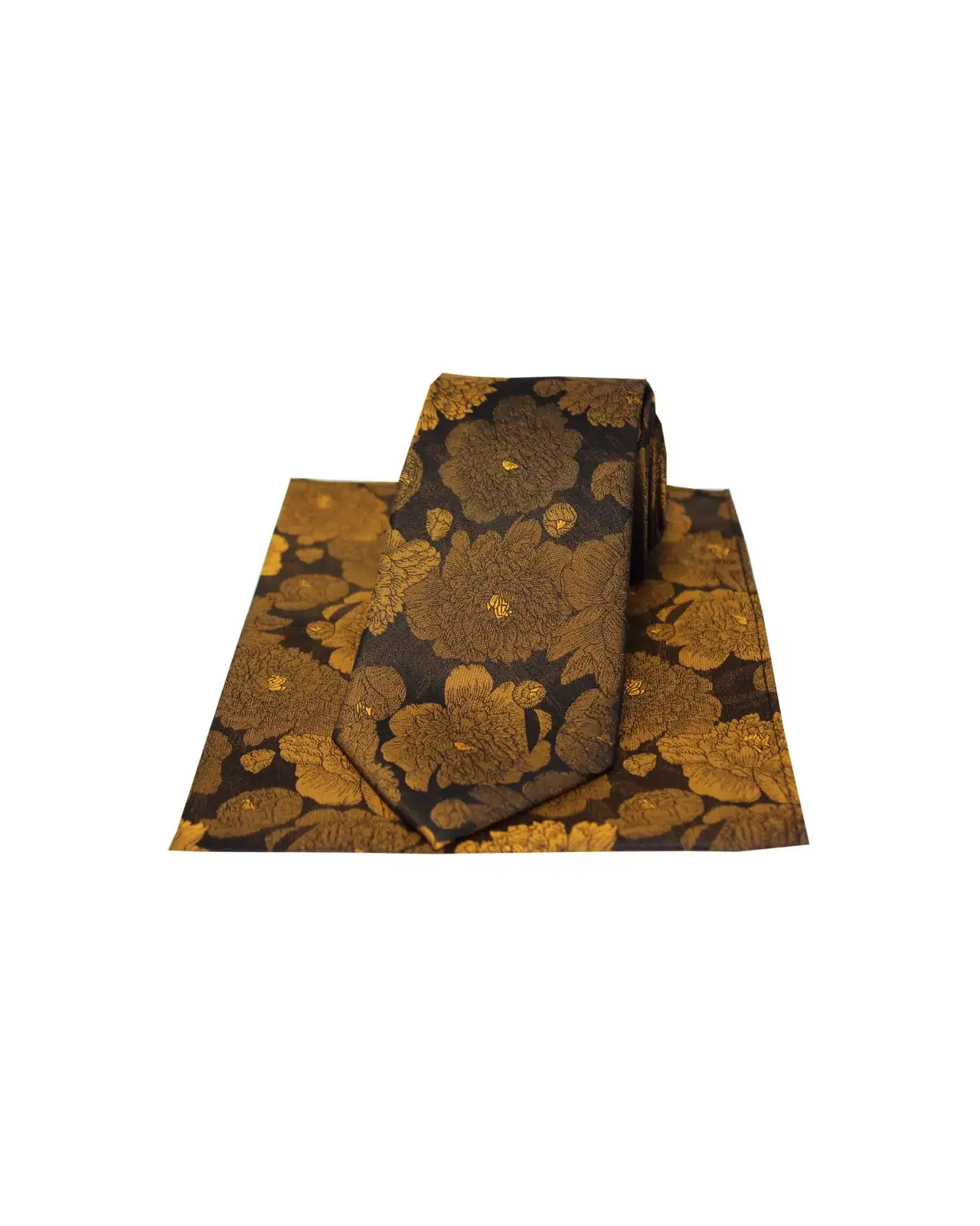 Silk Hankies Soprano Ties Soprano Brown And Bronze Large Flowers Silk Tie And Pocket Square £24.00
