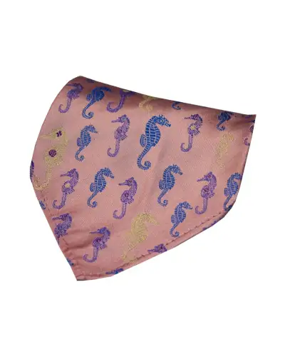 Silk Hankies Soprano Ties Posh and Dandy Dusky Pink Multi Coloured Sea Horses Silk Pocket Hanky £9.00
