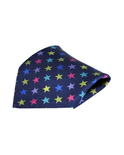 Pocket Square Soprano Ties Posh and Dandy Multicoloured Stars On Navy Silk Pocket Square £9.00