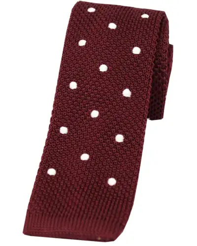 Knitted Ties Soprano Ties Soprano Wine And White Polka Dot Thin Knitted Polyester Tie £23.00