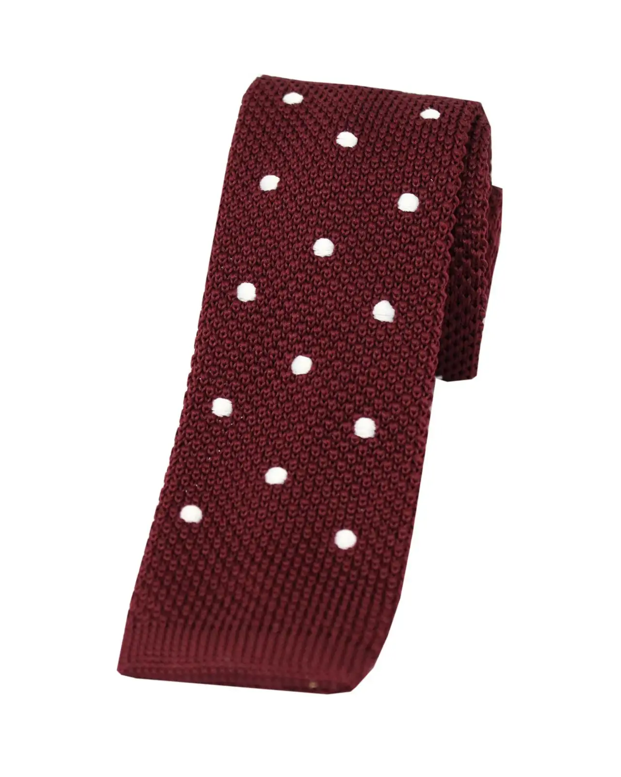 Knitted Ties Soprano Ties Soprano Wine And White Polka Dot Thin Knitted Polyester Tie £23.00