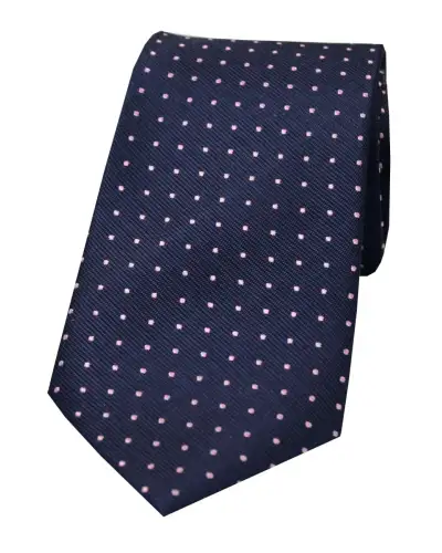 Silk Ties Soprano Ties Soprano Navy With Pink Pin Dots Silk Tie £24.00