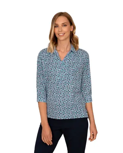 Tops Vortex Designs Izzy Jade 3 4 Sleeve With Collar-VD-9340859810113 £25.00