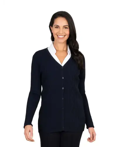 Knitwear Vortex Designs Kristin Navy V-Neck Cardigan Long Sleeve £43.00