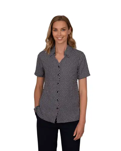 Blouses Vortex Designs Emma Navy Button Down Short Sleeve £28.00