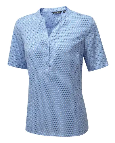 Tops Vortex Designs Beth Sky 3 Button Neck Short Sleeve £28.00