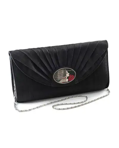 Bags Fox and Chave Black Silk Cameo Clutch Bag £67.00