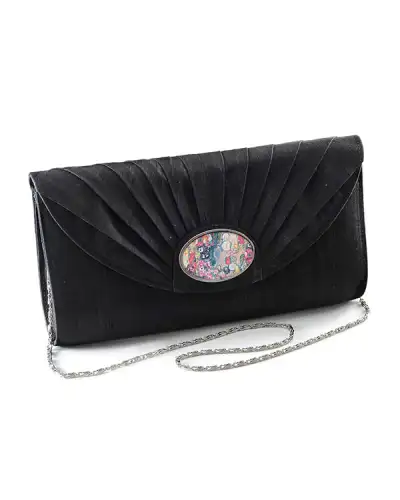 Bags Fox and Chave Black Silk Cameo Clutch Bag £67.00