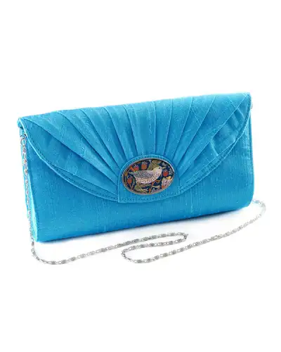 Bags Fox and Chave Turquoise Silk Cameo Clutch Bag £67.00