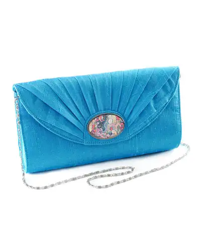 Bags Fox and Chave Turquoise Silk Cameo Clutch Bag £67.00