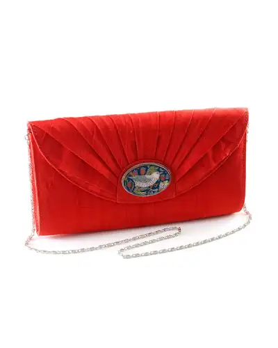 Bags Fox and Chave Red Silk Cameo Clutch Bag £67.00