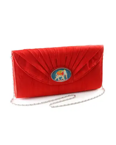Bags Fox and Chave Red Silk Cameo Clutch Bag £67.00