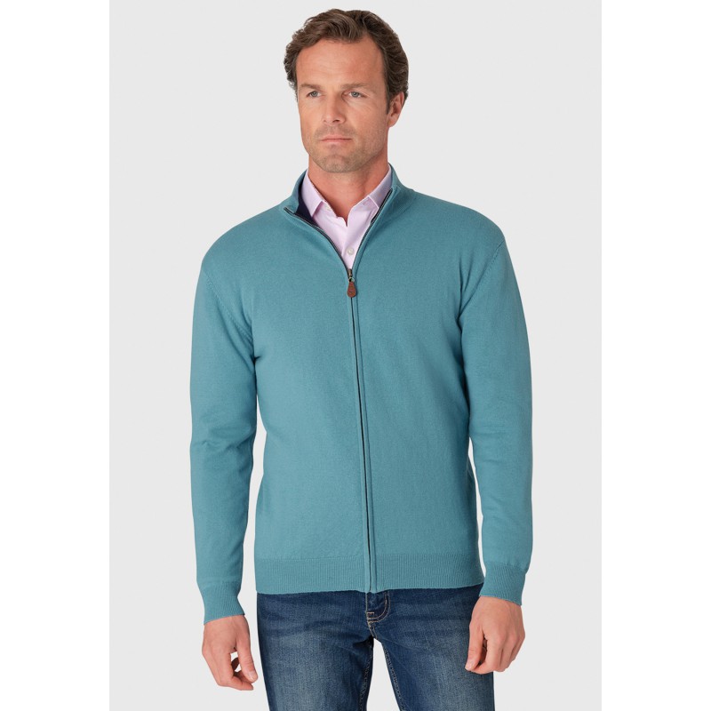 Knitwear Cardigan Aqua Cotton Merino Zip Cardigan Brook