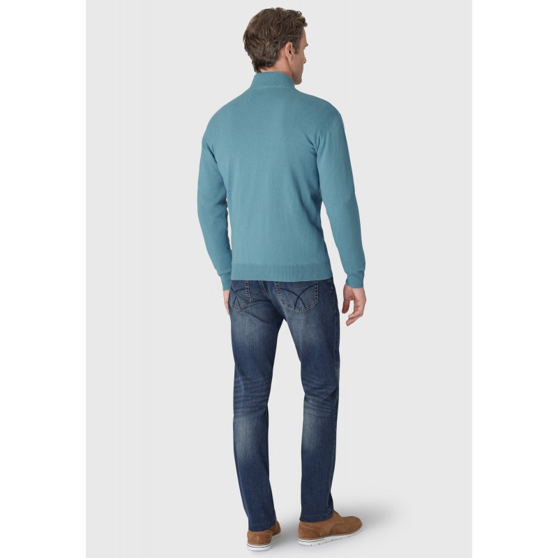 Knitwear Cardigan Aqua Cotton Merino Zip Cardigan Brook