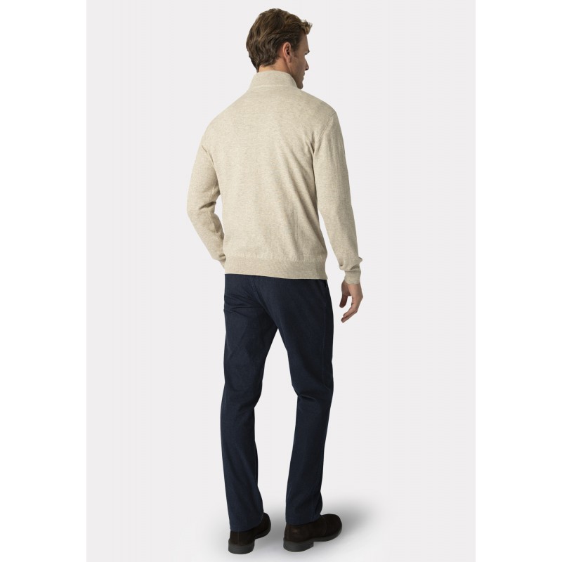 Jumpers Brook Taverner Sussex Stone Cotton Merino Zip Neck Jumper £54.00