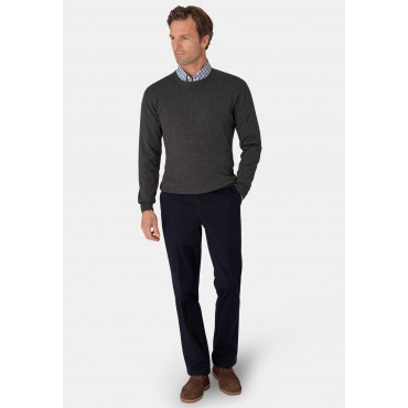 Jumpers Brook Taverner Devon Charcoal Cotton Merino Crew Neck Jumper £54.00