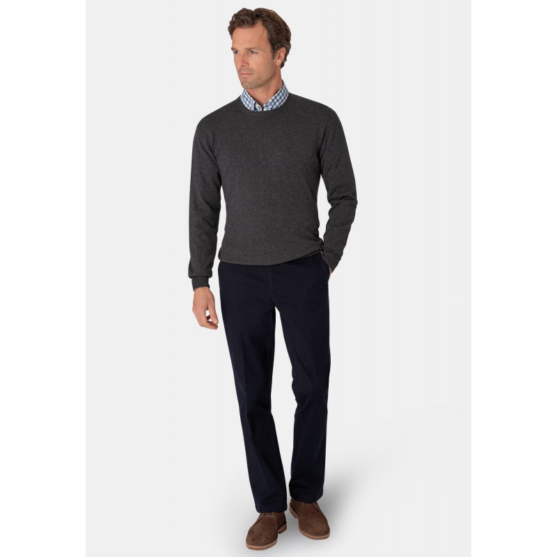 Jumpers Brook Taverner Devon Charcoal Cotton Merino Crew Neck Jumper £54.00