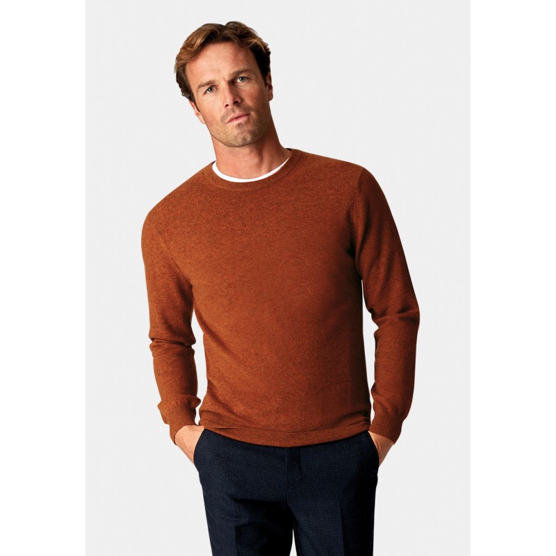 Knitwear Jumper Burnt Orange Cashmere Crew Neck Jumper Brook