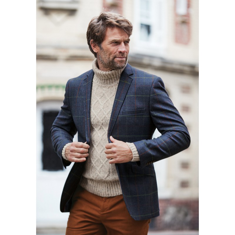 Tailored Fit Navy Check Wool Jacket Brook Taverner BT 3659A Jacket