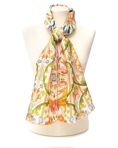 Scarves Fox and Chave Embroidered Chasuble Silk Habotai Scarf £42.00